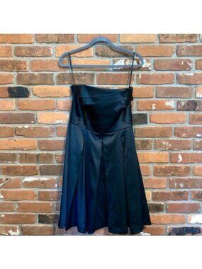 White House Black Market Black Satin Strapless Dress 8